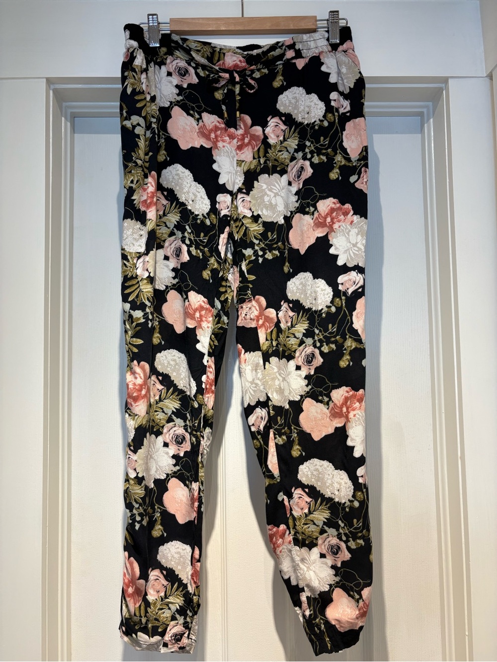 Vero Moda Black Joggers with Pink and White Floral Print